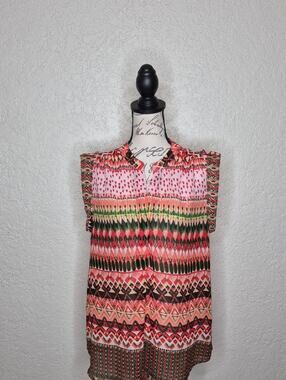 Antilia Femme Multicolored Sheer Top Size XL